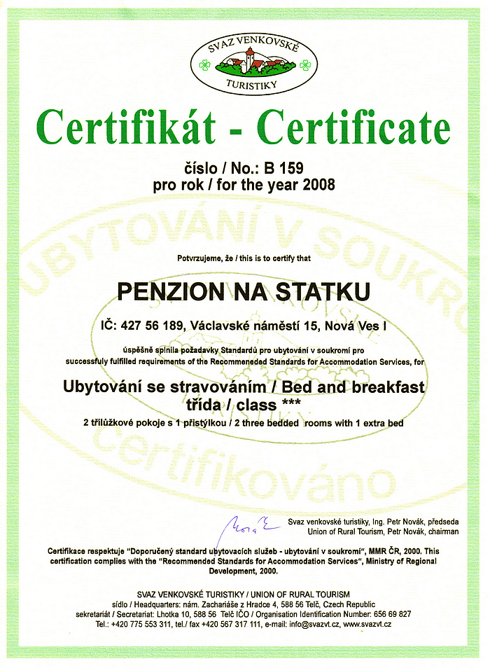 Certifikt kvality Svazu venkovsk turistiky
