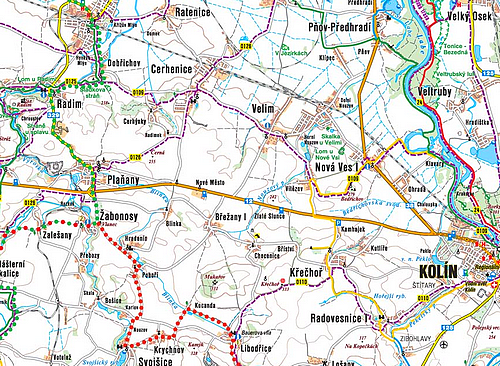 Mapa cyklostezek v okol penzionu. Script otevře nov okno se zvětšeninou mapy